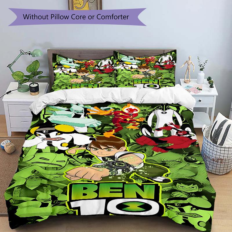 Set Biancheria da Letto 3 Pezzi Ben 10 Alieni Include 1 Piumone + 2 Federe, Senza Imbottiture per Cuscini, Morbido Confortevole,a0910252