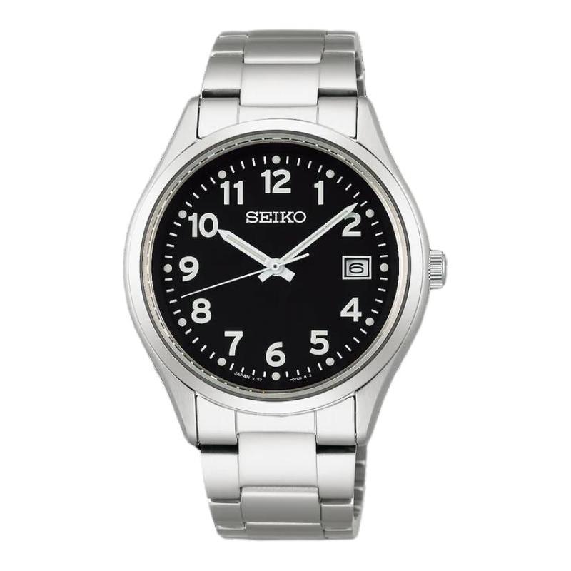 

SEIKO 100 meters waterproof solar Quartz Steel Strap 38.7mm men s watch black dial SBPX155 чорний
