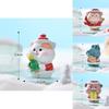 Adorable Resin Christmas Animal Miniatures With Snowy Landscape Diy Ornaments