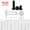 ISO7380 Allen Hexagon Hex Socket Button Round Head Screw Nut Kit M2 M3 M4 M5 M6 Black Grade 10.9 Carbon Steel Bolt Nut Set