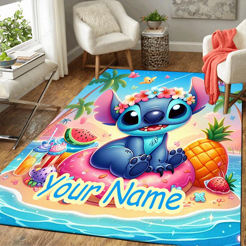 Custom 1Pc Stitch'S Magical Garden Adventure Rug Office Carpet Indoor Outdoor Entrance Doormat Nonslip Soft And Comfortable Living Room D916269