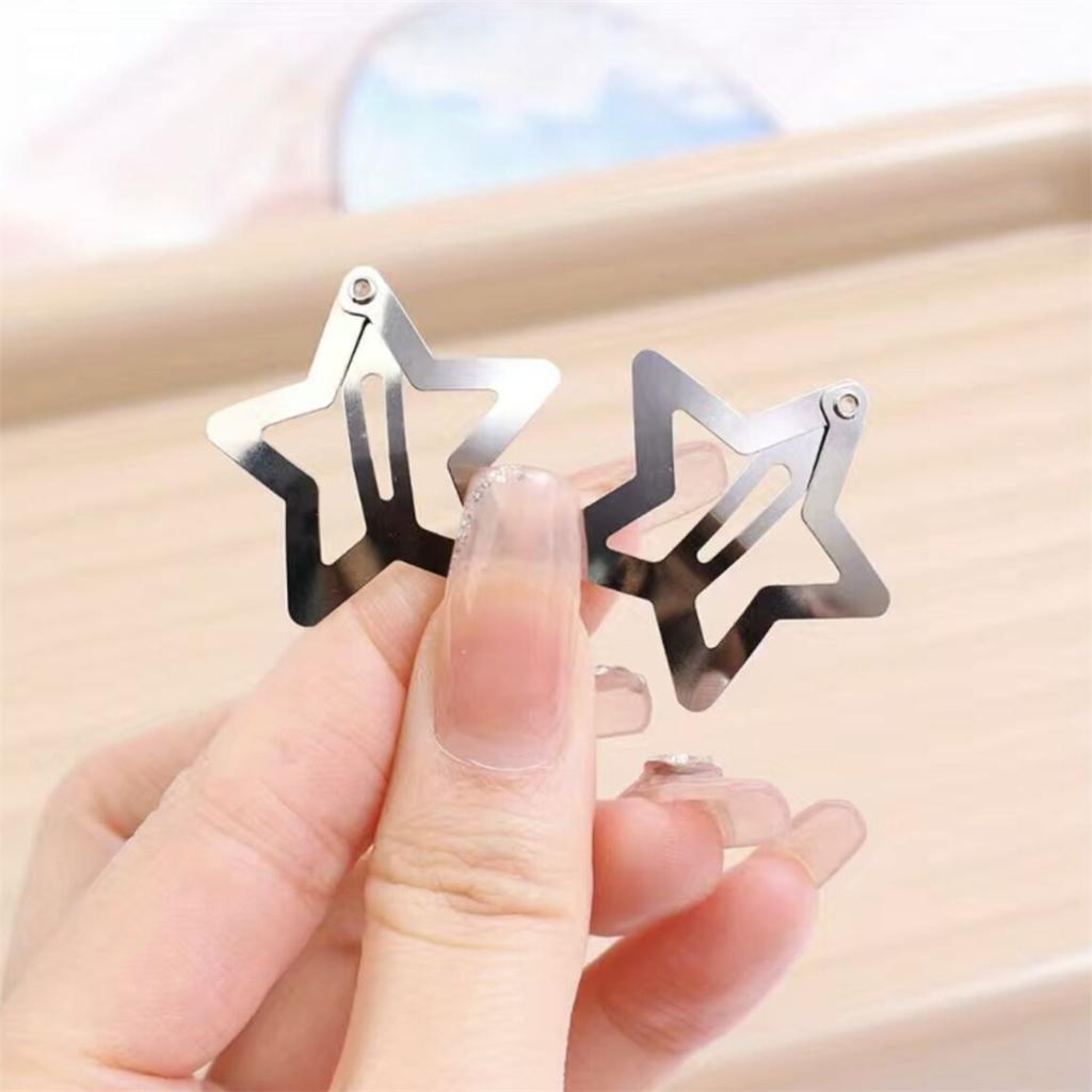 50pcs Silvery BB Clip Cute Star Shape Hair Clip Women Simple Metal Snap Clip Headdress Hair Jewelry Accessories