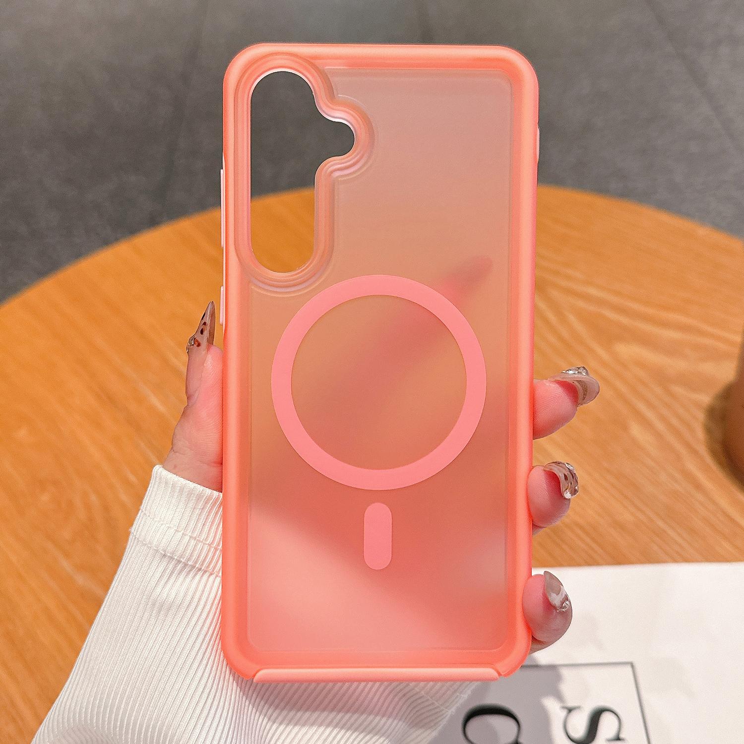 

Чехол для Samsung Galaxy S24, совместимый с MagSafe, с матовым покрытием, из ТПУ+ПК, задняя крышка для телефона Pink