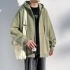 Cardigan con zip Maglione da uomo Giacca con cappuccio larga Tendenza dell'autunno Gioventù Colore unico Top comodi