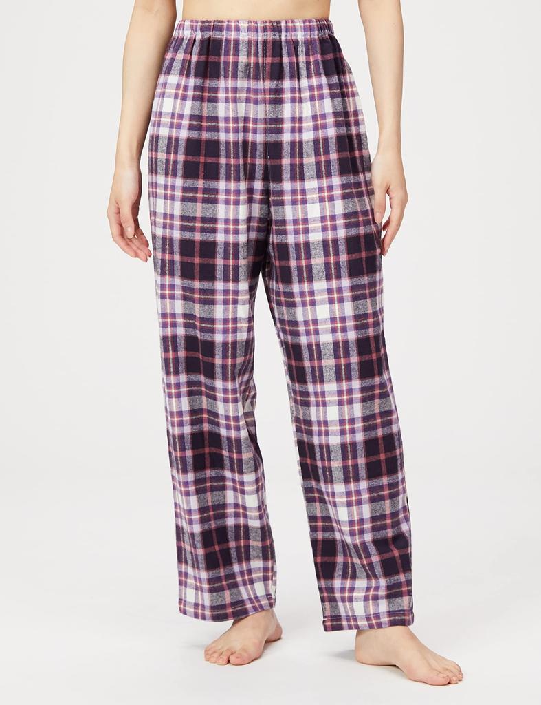 Gunze CI Comme CA Cotton Long Sleeve Viyella Brushed Size M Women's 100% Loungewear, Pants, Yarn-Dyed Fabric, Purple,