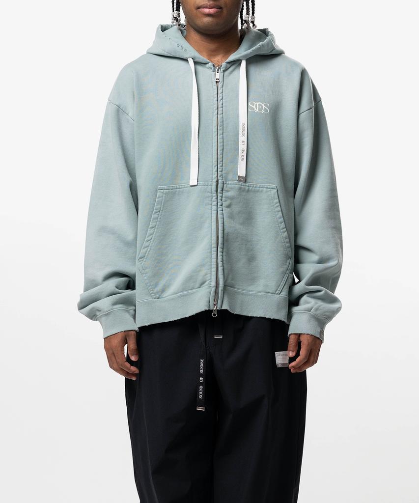 Sound Of Sunrise Sun Faded Like Zip-Up Hoodie Light Green