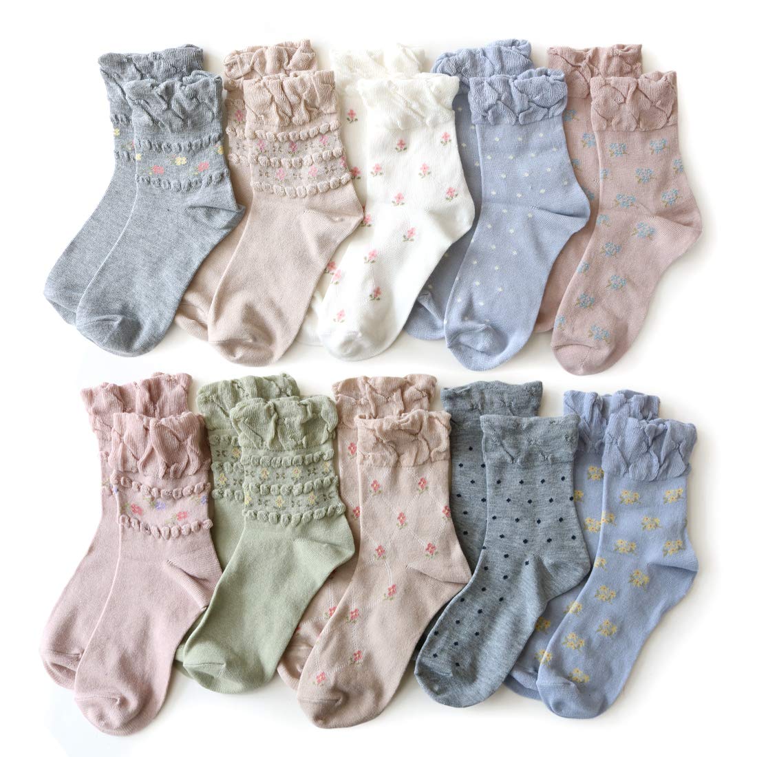 

no elastic at the no earth crew 10 pairs set [box408] Women s socks, opening, tightness, natural, colors, length,