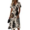 Women's V-Neck Short Sleeve Halloween Print Casual Dress for Halloween Party
