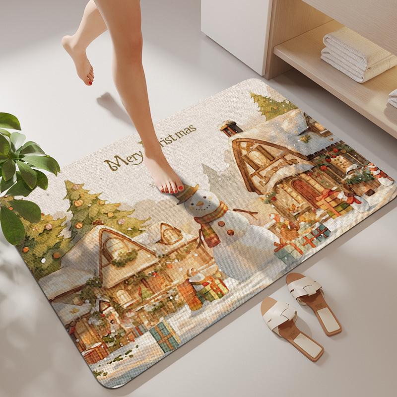 

Cross-Border Christmas Diatom Mud Floor Mat, Shower Room, Dirt-Resistant And Easy-To-Take-Care Floor Mat, Bathroom, Water-Absorbing And Quick-Drying 40 * 60cm (diatom mud)
