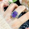 2026 Heavy Industry Long Pillow Nest Cut Purple Lithium High Carbon Diamond Open Ring Pendant Necklace Earrings