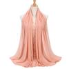 Women's Solid Chiffon Pearl Scarf, Elegant Beaded Hijab Shawl, Muslim Headscarf for Daily/Party