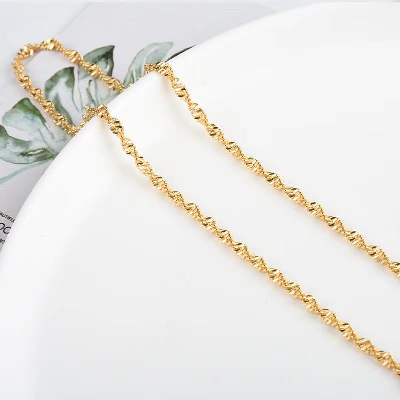 18K Titanium Twisted Rope Chain Clavicle Necklace with Starry Sky Bling for Women