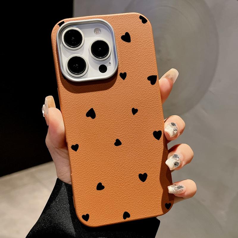 For Magsafe Magnetic Black Love Hearts Matte Phone Case for iPhone 16 15 Pro 14 Plus 13 12 Pro Max 11 Shockproof Soft Tpu Slim Leather Texture Cover