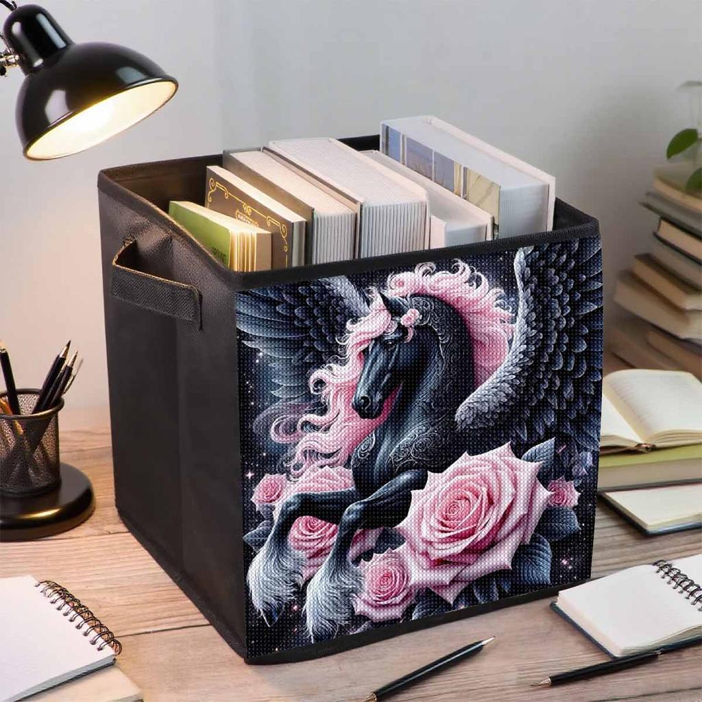 Dark Horse Library 5D Diamond Painting Storage Basket Full Round Drill Mosaic Diamond Embroidery Cross Stitch Kits Home Decor Home Decor