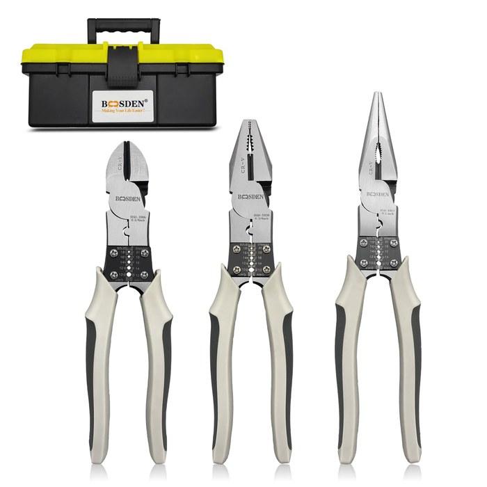 BOOSDEN Nipper Pliers Radio Pliers Tool Electrician Strong Nipper Pliers Power Pliers Pliers 3-Piece Set