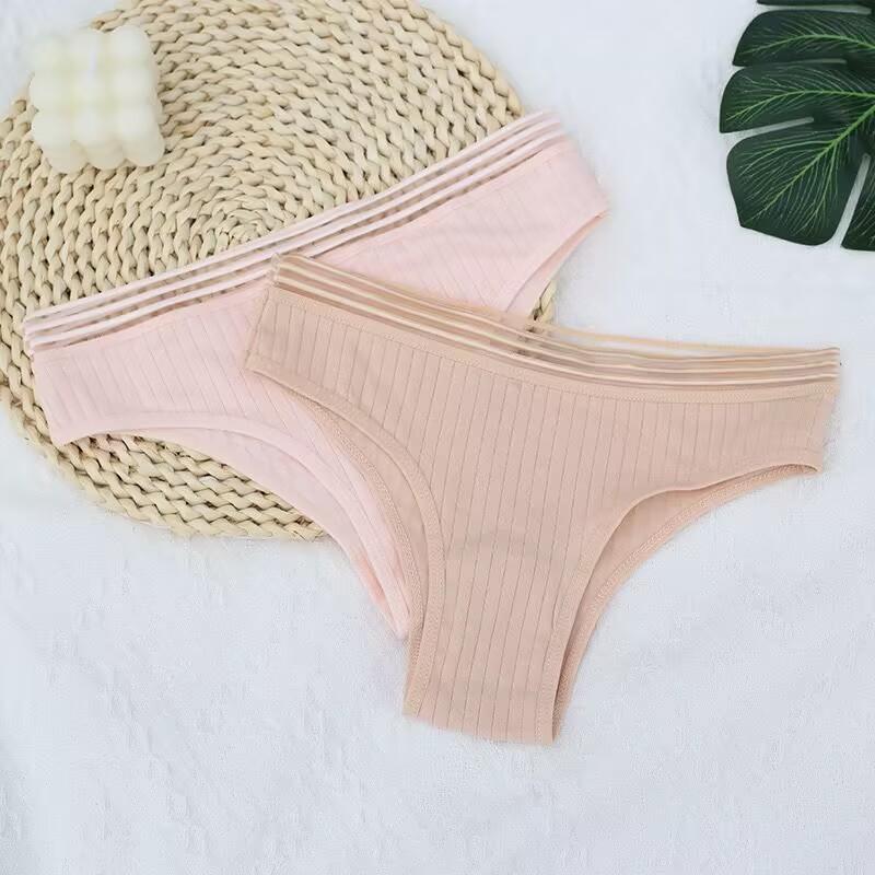 Women Pure Cotton Panties Low-Waist G-String Sexy Lace Floral Thongs Soft and Breathable S-XL