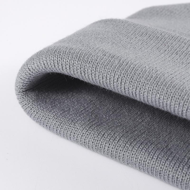 Unisex Winter Warm Ribbed Knitted Hat Acrylic Beanie with Custom Logo Digital Printing Solid Color and Cuffed Design