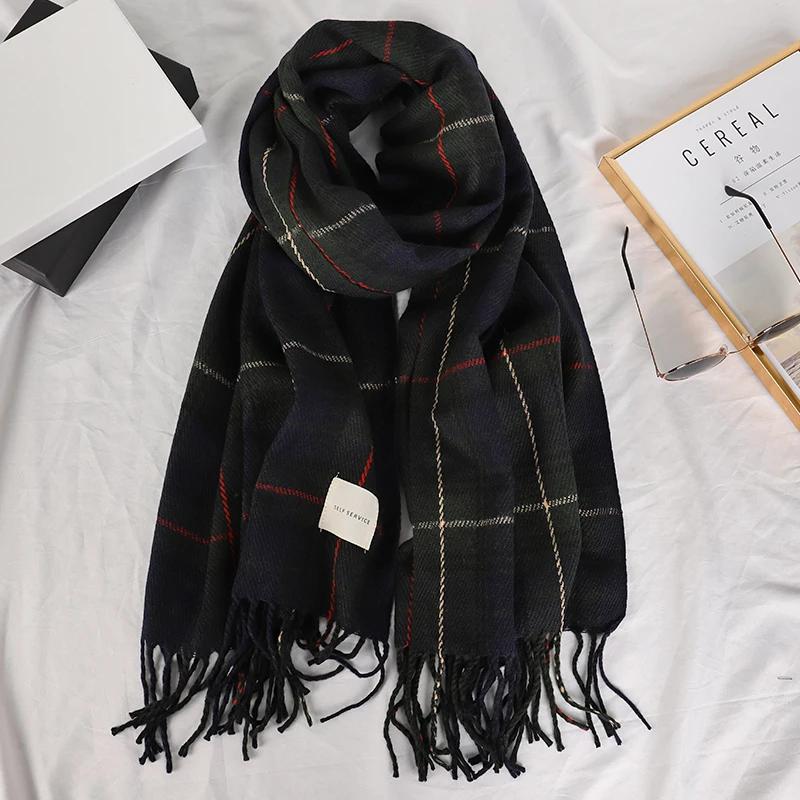 Plaid Long Scarf Winter Warm Cashmere Women Pashmina Foulard Bandana Scarves Female Luxury Hijab Tassel Shawl Wraps 2025 Pareo