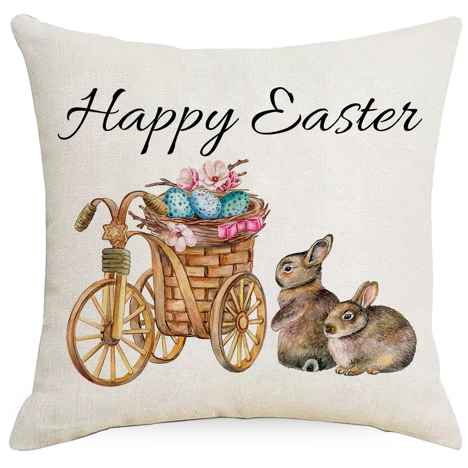 Наволочка Пасхальная Наволочка Мультяшный Грузовик Гирлянда Кролик Пасхальное Яйцо Наволочка с Животным Премиальное Качество Прочный 45 * 45Cm