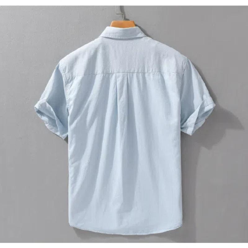 Summer Cargo Short Sleeve Shirt Men Japanese Style Workwear Men Tops Slim Fit 100cotton Casual Shirt Comfort