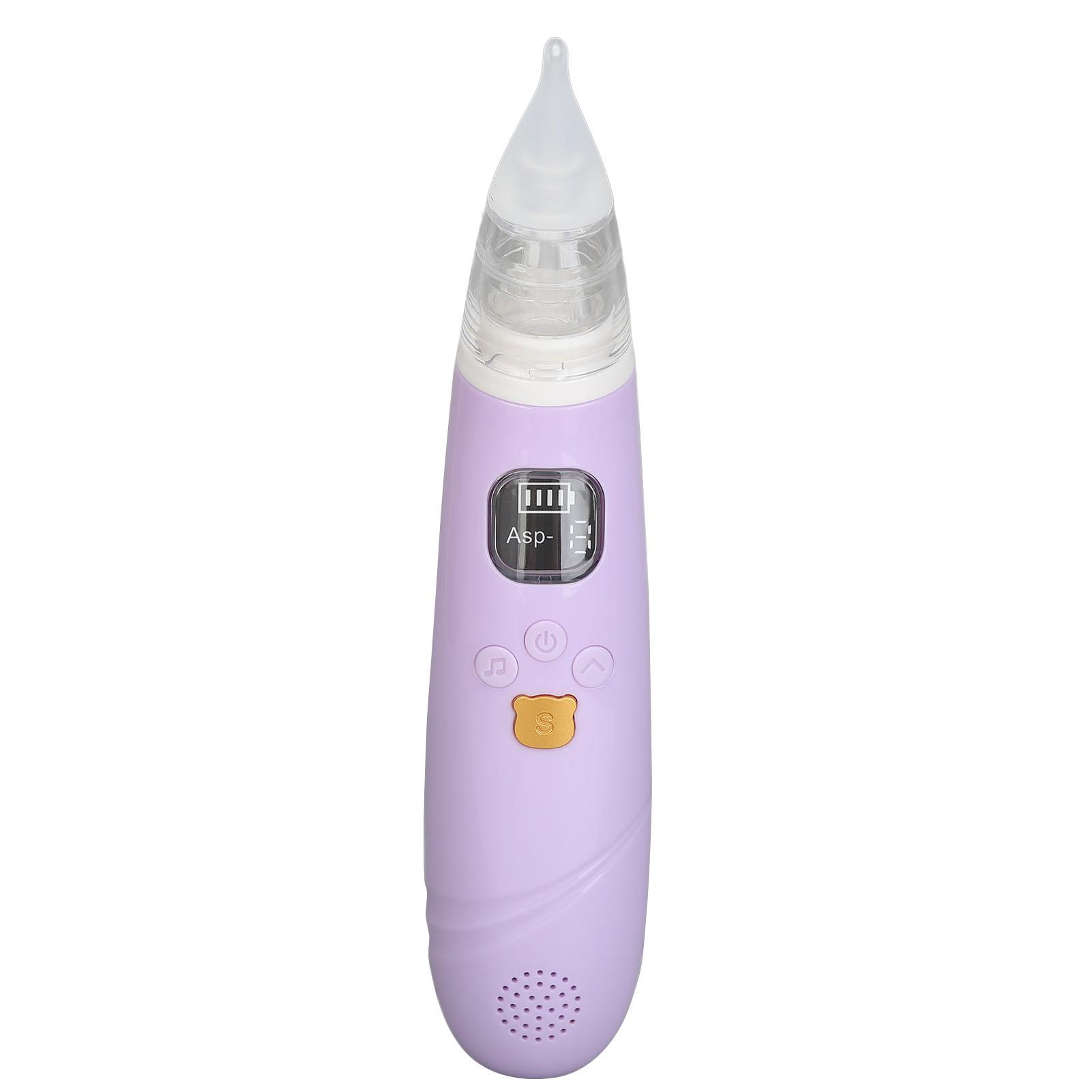

Electronic Infant Nose Aspirator Adjustable Suction Level Music Light Soothe Function Automatic фиолетовый