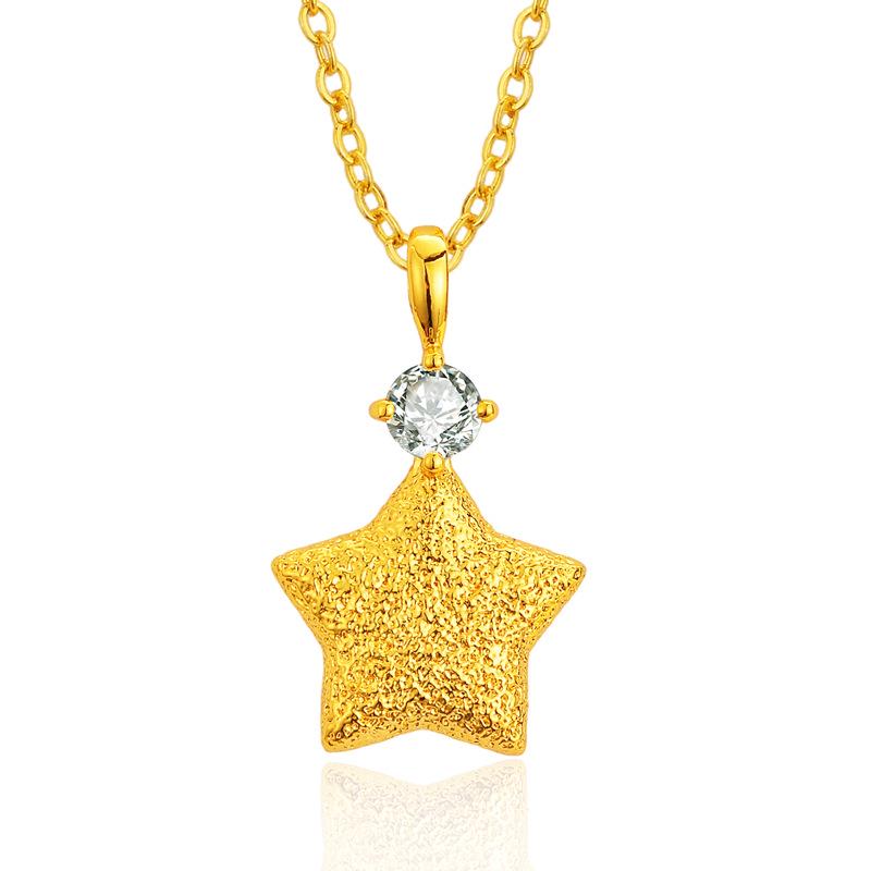 Brushed Star Zircon Pendant Necklace: Elegant Summer Clavicle Chain for Women