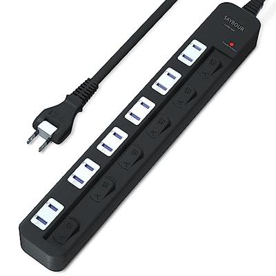 SAYBOUR Power Strip, Lightning Guard, Invoice Eligible, Non-Illuminating, Individual Switches, Energy-Saving, 6-Outlet Extension Cord, Stylish, Energy