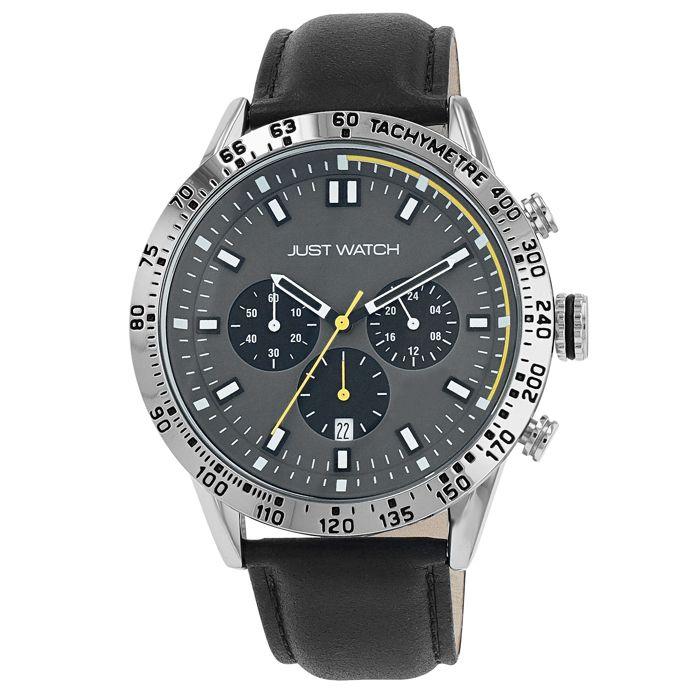 Watch - Caspian - Black Leather - 44 Mm Silver Case - 5 ATM Water Resistance