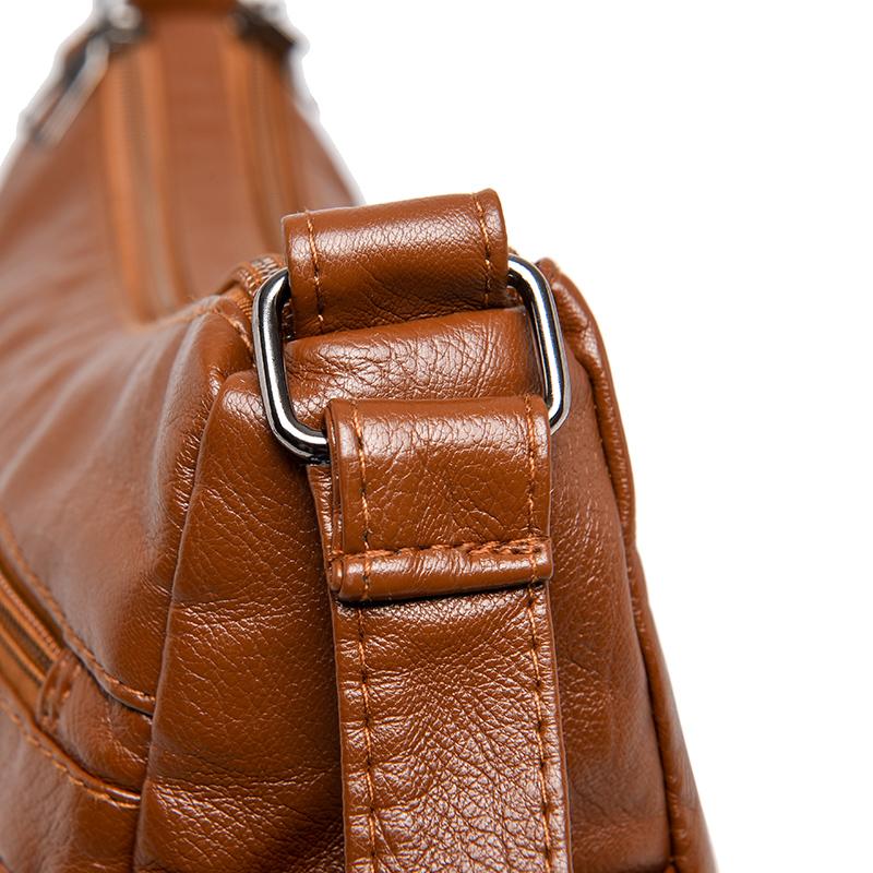 Dámská kabelka středního věku z měkké kůže, velkokapacitní vícevrstvá crossbody taška