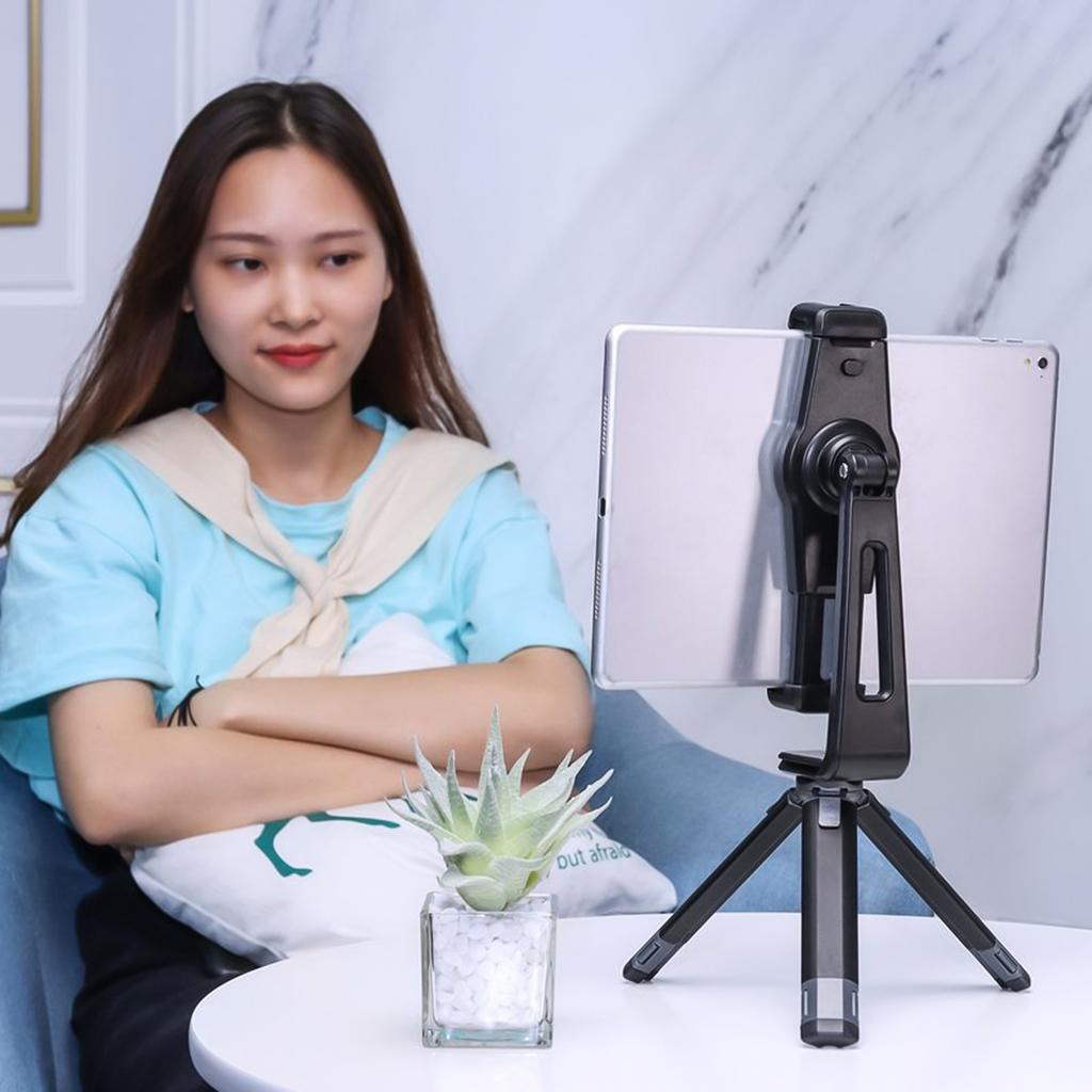 Universal Tablet Tripod Mount Holder Adjustable Phone Clamp Phone Tripod Mount with Dual Cold Shoe Mount 360 degrees