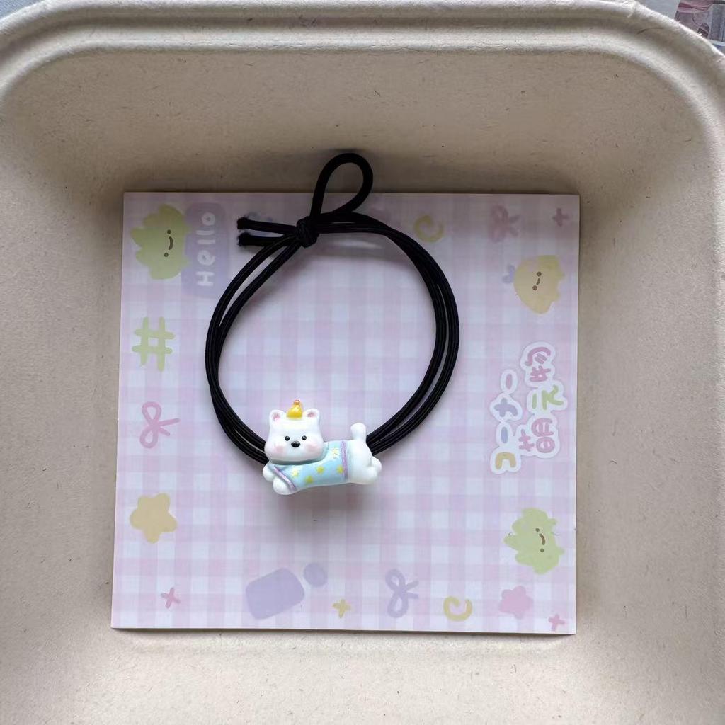 Cartoon Kitten Hair Tie: Cute Girly Rubber Band & Bracelet Mori Style