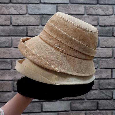 Summer Sunshade Bucket Hat for Women Solid Color Foldable Visor Cap Wide Brim Lady Fisherman Caps