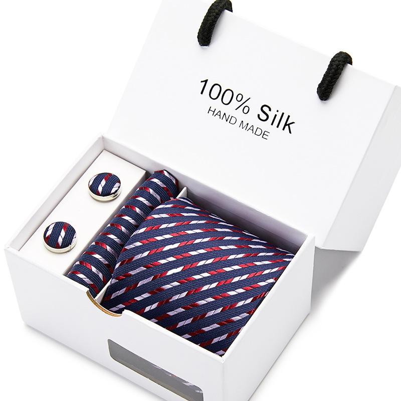 Men'S Tie Gift Box 5-Piece Set Tie Pocket Towel Scarf Cuff