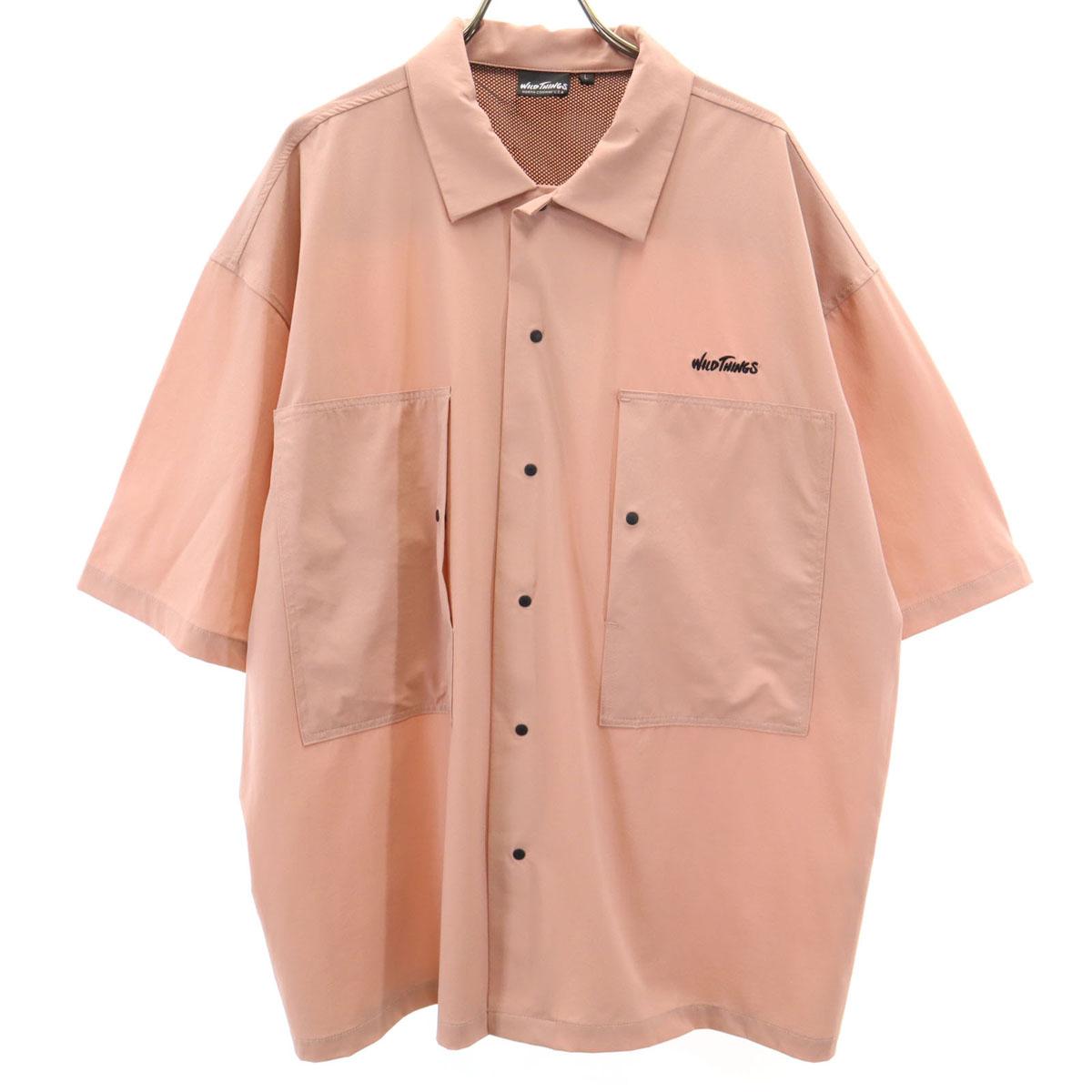 

WILDTHINGS Эластичная рубашка с коротким рукавом L Розовая Мужская Б/у