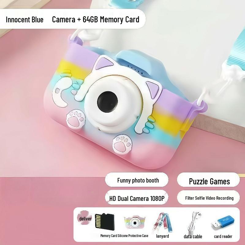 Rainbow Digital Camera for Kids: Girl's Photo-Taking Birthday Gift - X2-MCM