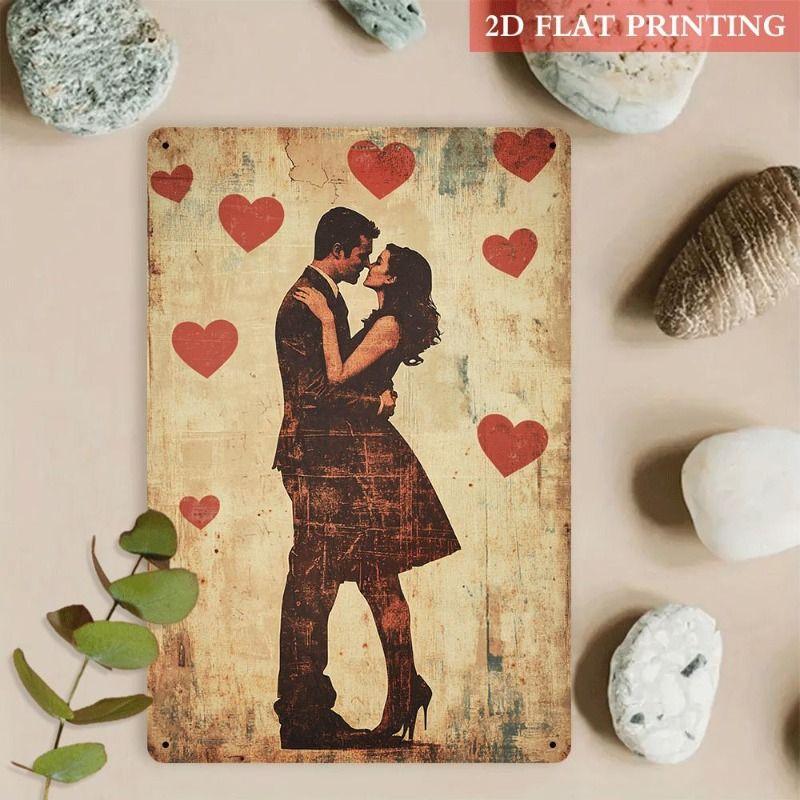 

Vintage Valentine s Day Metal Decorative Painting Gift for Couples Bedroom Living Room Cafe