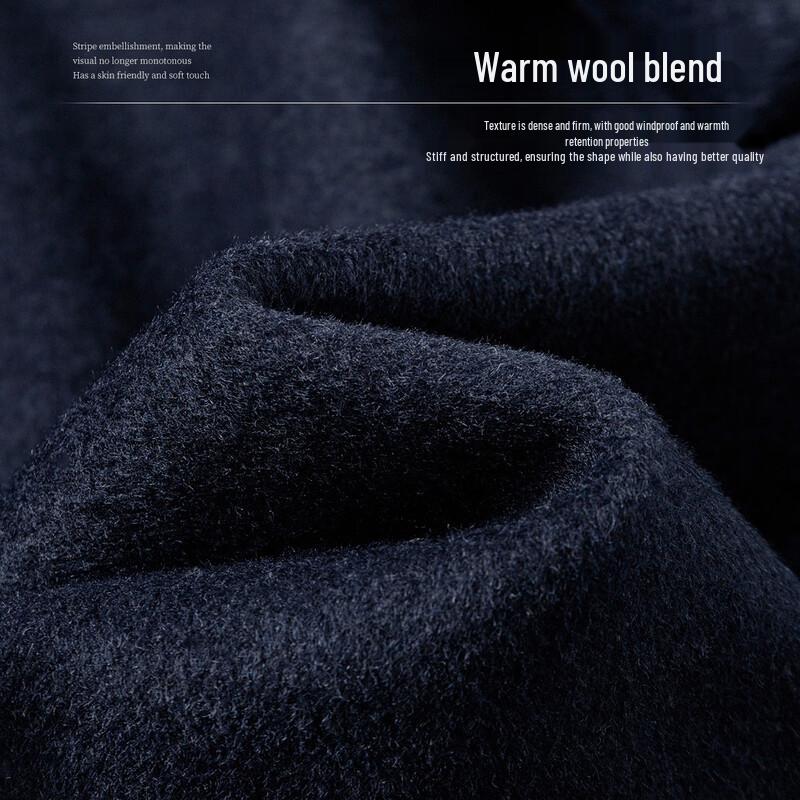 Men's Double-Breasted Wool Blend Longline Suit Collar Coat