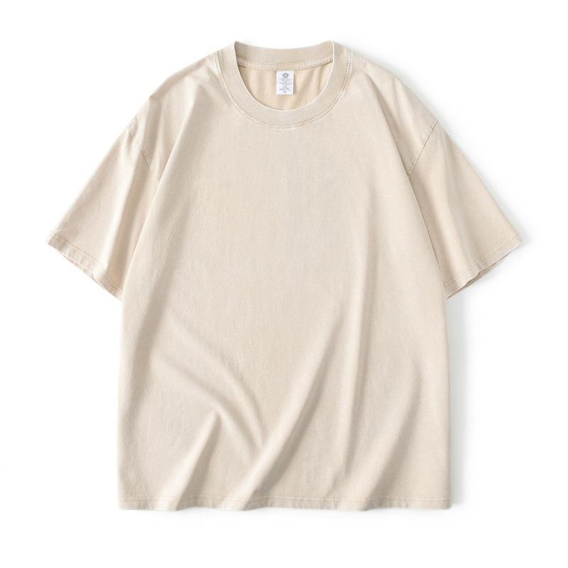 S-5XL 240gsm Хлопковая ретро футболка с заниженными плечами для мужчин и женщин — фото 9