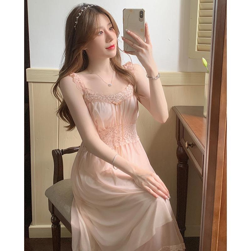 Jarní/Letní Sexy Sladká Noční košilka na jedno rameno - Čistá Touha Špagetová sukně Pyžamo, Princeznovský styl