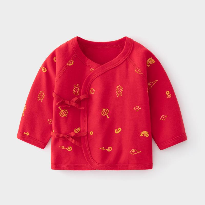 

Newborn Red Full-Moon Half-Back Shirt: 0-3M Base Layer to Protect Stomach & Prevent Cold 59cm (3.5-6.9kg, 52-59cm)