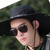 Male Sun Hat Summer Fashionable Big Brim Semi Breathable Men Fisherman Hat for Outdoor Black