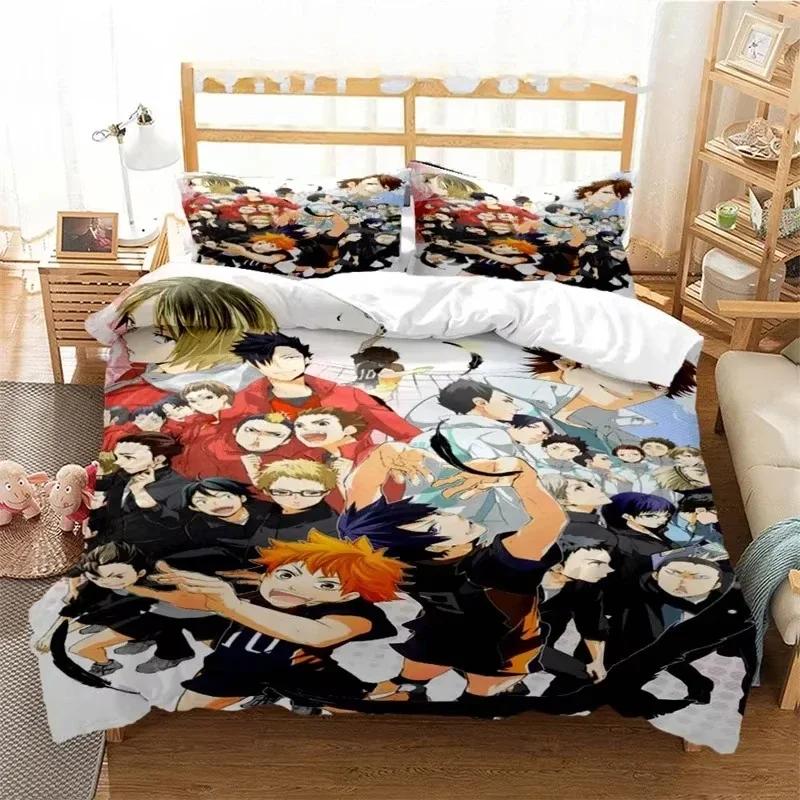 3d Print Volleyball Anime Haikyu Bedding Set Printed With Pillowcase Bed Duvet Cover Soft Single Double Queen Super King Size