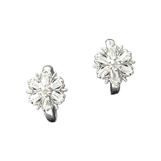 1 Pair Snowflake Stud Women Cubic Earrings for Zirconia серебряный
