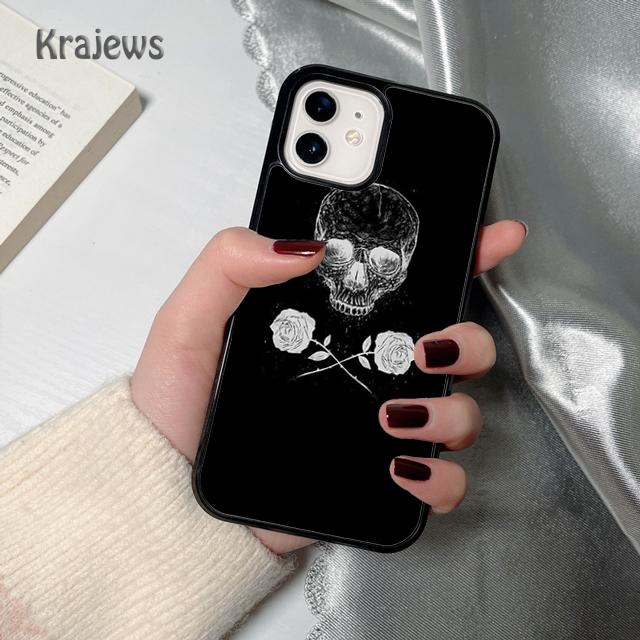 Krajews Skulls Bones Skeleton soft Phone Case Cover For iPhone 17 Air 16 15 14 plus 12 13 pro max coque Fundas
