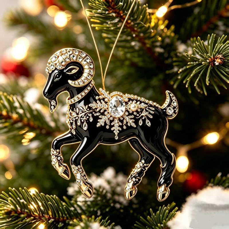 Christmas Tree Hanging Ornament Chinese Zodiac Goat Acrylic Pendant for Home Winter Holiday New Year Party Decor Gift