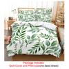 Quilt Duvet Cover Bedding Set Pillowcase Linens Green Plant 3D Queen King Size Double Bed Full Single 220x240 200x200 Bedroom