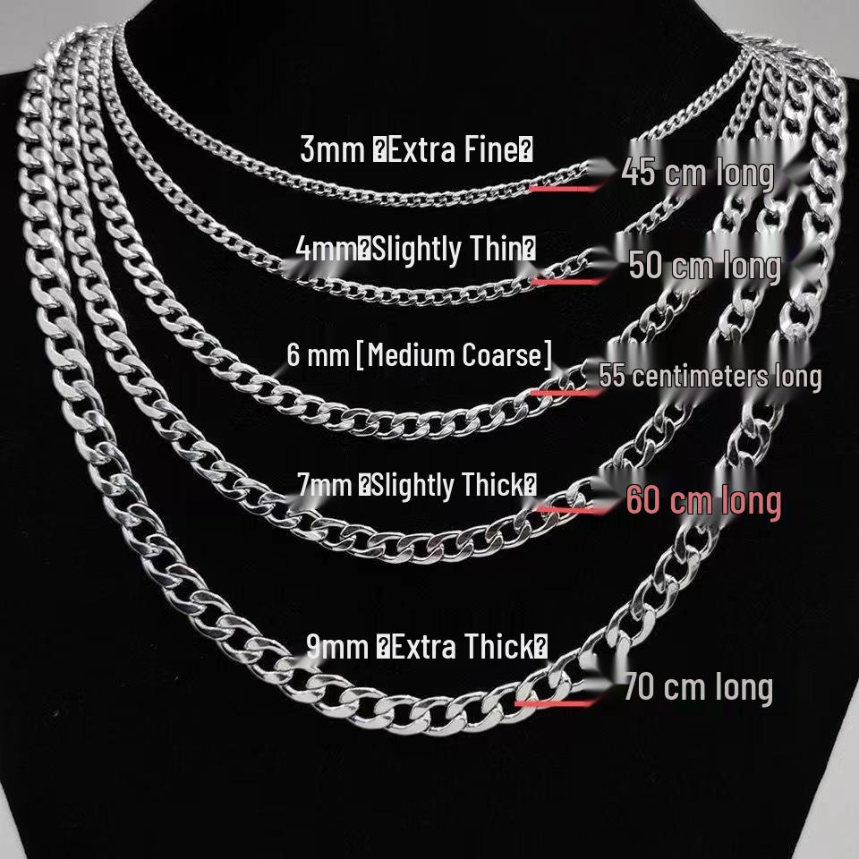 

Мужское модное ожерелье-кубинская цепь из титановой стали - Толстое, не выцветающее, европейско-американский панк-стиль, хип-хоп аксессуар Length 45cm