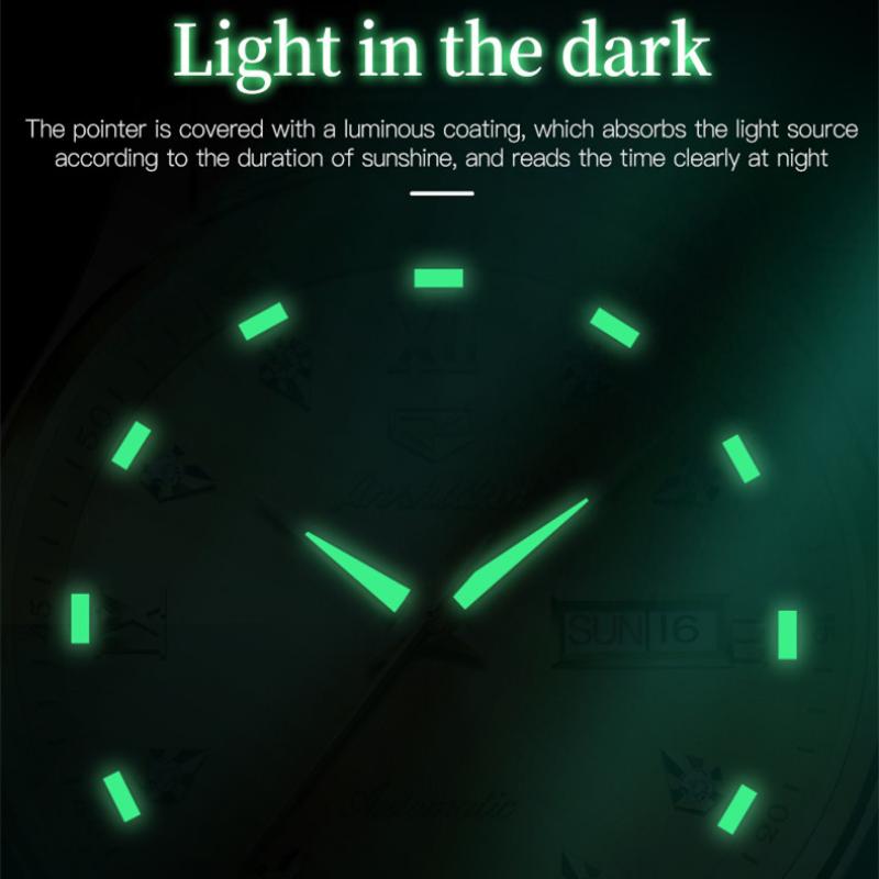 JINSHIDUN The New Business and leisure Men's Watch Fully Automatic Mechanical Watch Dual -daily Calendar Night Light Waterproof High -end Watch
