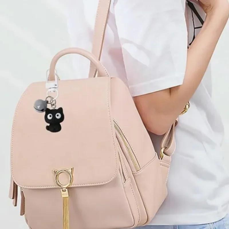 1pc/2pcs Cute Black White Cat Keychain Funny Creative Versatile Pendant Backpack Hangings Key Ring Accessories Jewelry Gifts