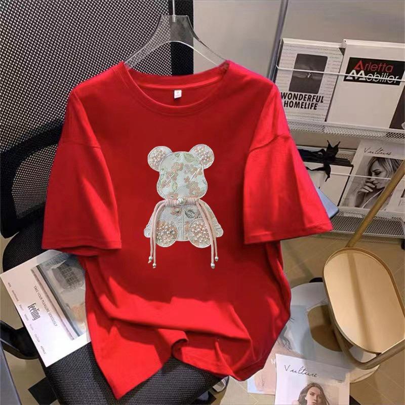 VEZFAA Women's Fashion Casual Summer Spring Short Sleeve O-Neck Blouses & Shirts